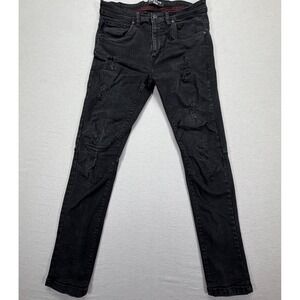 Arketype Jeans Men 32/30 Good Black Distressed Ripped Skinny‎ Moto Denim Pants